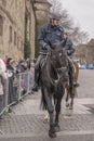 Policeman on horseback opening Carnival parade, Stuttgart