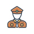 Color illustration icon for Policeman, man and policeman