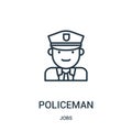 policeman icon vector from jobs collection. Thin line policeman outline icon vector illustration. Linear symbol