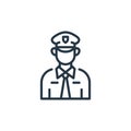 policeman icon vector from law and justice concept. Thin line illustration of policeman editable stroke. policeman linear sign for Royalty Free Stock Photo