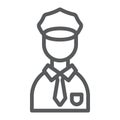 Policeman line icon, police and person, police officer sign, vector graphics, a linear pattern on a white background.