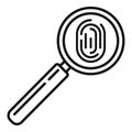 Policeman magnifier fingerprint icon, outline style Royalty Free Stock Photo