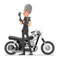 Policeman motorcycle adjusts glove bike icon isolated cartoon character design vector illustration Royalty Free Stock Photo