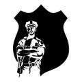 Policeman officer on duty vector silhouette illustration isolated on white background. National police day concept Royalty Free Stock Photo