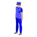 Policeman passport control icon, isometric style