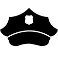 Policeman peaked cap icon on white background. police service cap sign. flat style