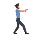 Policeman with pointing gun