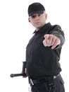 Policeman pointing Royalty Free Stock Photo