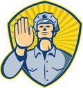 Policeman Police Officer Hand Stop Shield Royalty Free Stock Photo