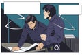 Policeman at police station. Stock illustration