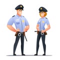Policeman and police woman officer characters