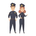 Policeman and policewoman illustration