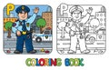 Policeman. Profession ABC coloring book Alphabet P