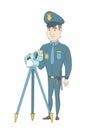 Policeman with radar for traffic speed control.