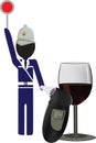 Policeman raises the scoop i`m alcohol gauge wine goblet