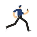 Policeman run. Cop chase. Officer Police pursuit. Vector illustration Royalty Free Stock Photo