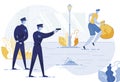 Policeman Shooting in Robber Vector Illustration
