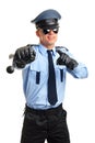 Policeman shows with nightstick