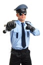 Policeman shows with nightstick Royalty Free Stock Photo