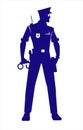 Policeman. standing Policeman silhouette. Policeman isolated Royalty Free Stock Photo