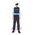 Policeman in tactical gear riot police officer standing pose protesters and demonstration control concept