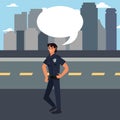 policeman talking city street Royalty Free Stock Photo