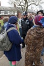 Policeman talks to Occupy Exeter activists