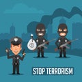 Policeman and Terrorists in City