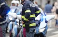 policeman with the text POLIZIA which means Police in Italian la