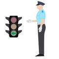 Policeman and traffic light Royalty Free Stock Photo