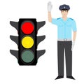 Policeman and traffic light Royalty Free Stock Photo