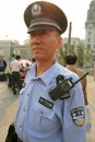 Policeman in uniform on duty