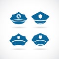 Policeman uniform peaked cap vector icon