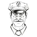 Policeman. Vector illustration of a sketch professional officer male. Traffic policeman job