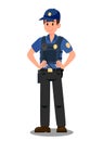 Policeman with Walky Talky Cartoon color Character Royalty Free Stock Photo