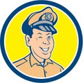 Policeman Winking Smiling Circle Cartoon