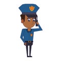 Policeman working avatar cartoon character blue lines