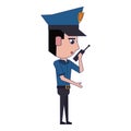 Policeman working avatar cartoon character blue lines