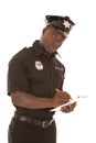 Policeman writing ticket serious Royalty Free Stock Photo