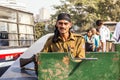 Policemen guard Connaught Place