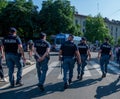 Policemen patrol the streets of central Milan