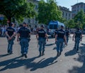 Policemen patrol the streets of central Milan