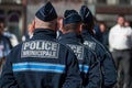 Policemen standing on the main place during the Thirtieth anniversary ceremony of the creation of the municipal police