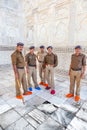 policemen in Uniform responsible for the safety at the Taj Mahal in Agra