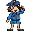 Policewoman Cartoon Colored Clipart Illustration