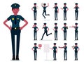 Policewoman character vector design. Female african police officer. Vector cartoon flat design illustration isolated on