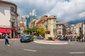 Policewoman controls traffic in Monaco.