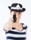 Policewoman with gun