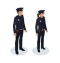 Policewoman and Policeman Vector Illustration