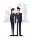 Policewoman and policeman vector design